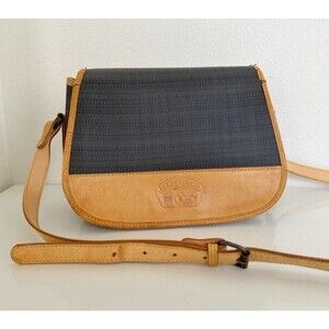 Louvier Flap Crossbody Bag Leather Gray Brown Vintage Mixed Media Adjustable